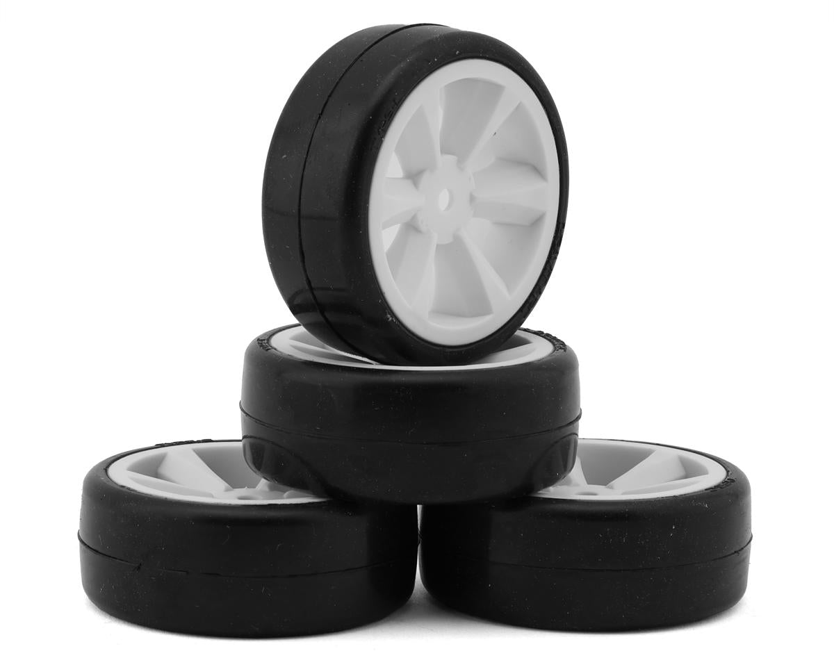 Gravity RC G-SPEC Type C "Carpet" Pre-Mounted Touring Car Rubber Tires (4) w/GT Wheel (White) (4)